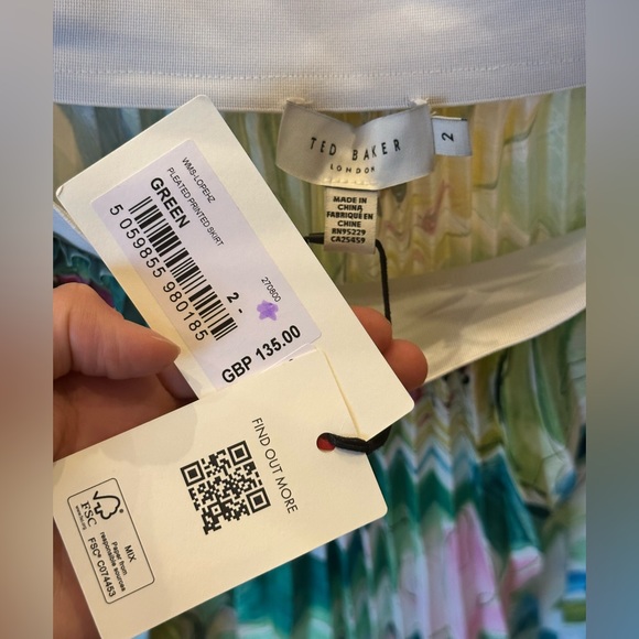 NWT Ted Baker Painted Floral Pleated Midi Skirt - Picture 4 of 5